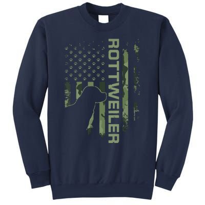 Vintage USA American Camo Flag Rottweiler Rottie Silhouette Sweatshirt