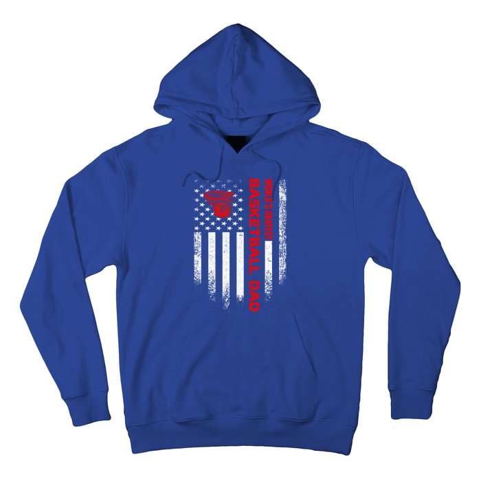 Vintage Usa American Flag World's Okayest Basketball Dad Funny Gift Hoodie