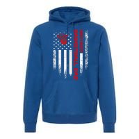 Vintage Usa American Flag World's Okayest Basketball Dad Funny Gift Premium Hoodie