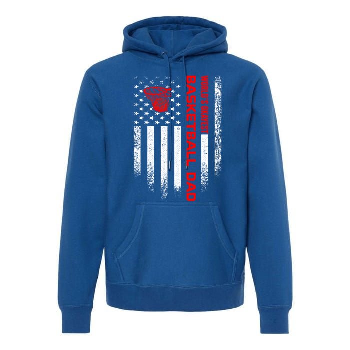 Vintage Usa American Flag World's Okayest Basketball Dad Funny Gift Premium Hoodie