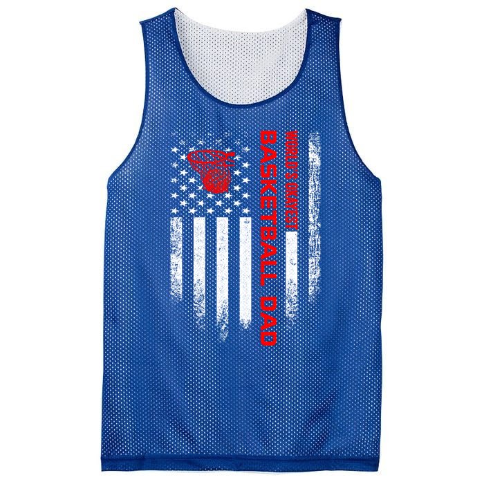 Vintage Usa American Flag World's Okayest Basketball Dad Funny Gift Mesh Reversible Basketball Jersey Tank