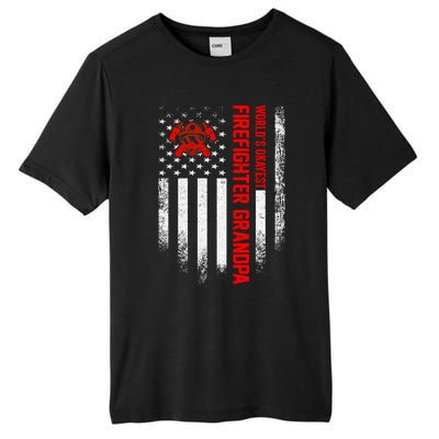 Vintage Us American Flag Worlds Okayest Firefighter Grandpa Gift Tall Fusion ChromaSoft Performance T-Shirt