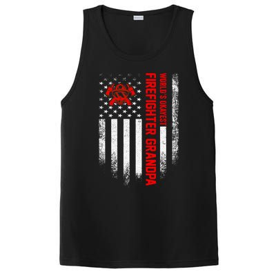 Vintage Us American Flag Worlds Okayest Firefighter Grandpa Gift PosiCharge Competitor Tank