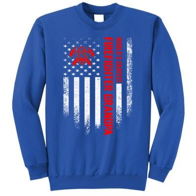 Vintage Us American Flag Worlds Okayest Firefighter Grandpa Gift Sweatshirt