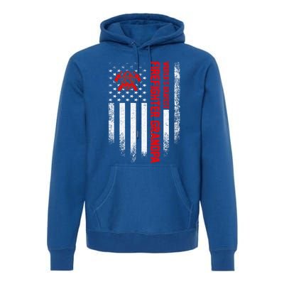 Vintage Us American Flag Worlds Okayest Firefighter Grandpa Gift Premium Hoodie