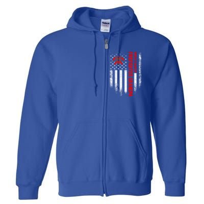 Vintage Us American Flag Worlds Okayest Firefighter Grandpa Gift Full Zip Hoodie