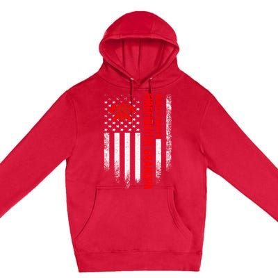 Vintage Us American Flag Worlds Okayest Firefighter Grandpa Gift Premium Pullover Hoodie