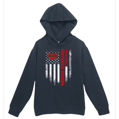 Vintage Us American Flag Worlds Okayest Firefighter Grandpa Gift Urban Pullover Hoodie