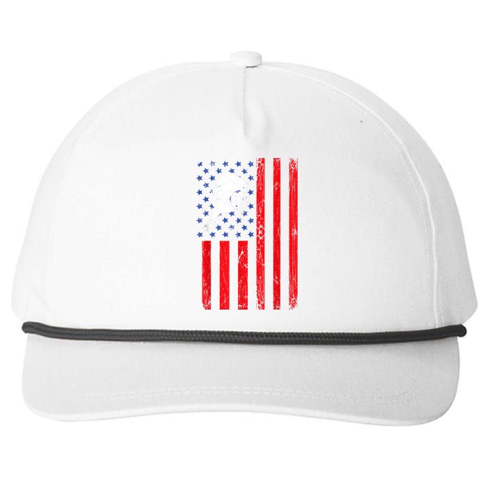 Vintage US American Flag Pickleball Player Paddleball Lover Snapback Five-Panel Rope Hat