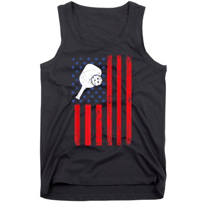 Vintage US American Flag Pickleball Player Paddleball Lover Tank Top