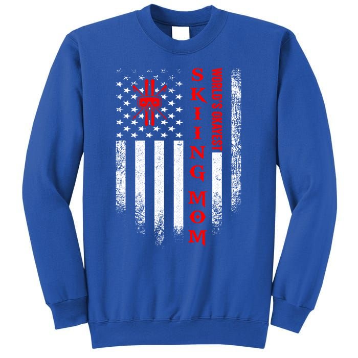 Vintage Usa American Flag World's Okayest Skiing Mom Skier Gift Sweatshirt