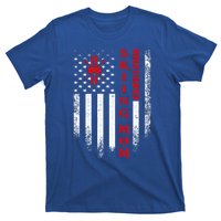 Vintage Usa American Flag World's Okayest Skiing Mom Skier Gift T-Shirt