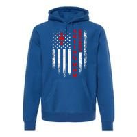 Vintage Usa American Flag World's Okayest Skiing Mom Skier Gift Premium Hoodie