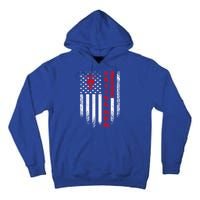 Vintage Usa American Flag World's Okayest Skiing Mom Skier Gift Tall Hoodie