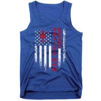 Vintage Usa American Flag World's Okayest Skiing Mom Skier Gift Tank Top