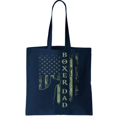 Vintage USA American Camo Flag Proud Boxer Dad Silhouette Tote Bag