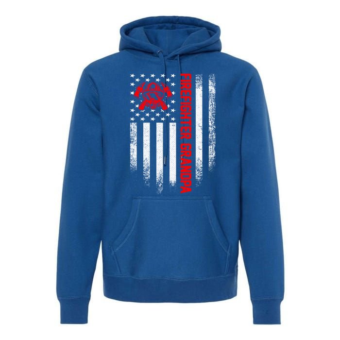 Vintage Usa American Flag Firefighter Grandpa Silhouette Meaningful Gift Premium Hoodie