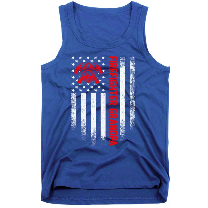 Vintage Usa American Flag Firefighter Grandpa Silhouette Meaningful Gift Tank Top