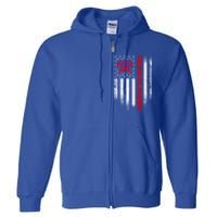 Vintage Usa American Flag Firefighter Grandpa Silhouette Meaningful Gift Full Zip Hoodie