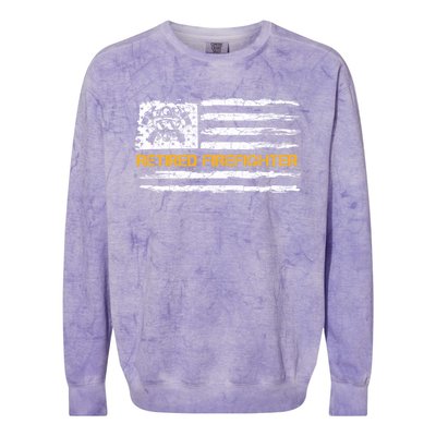 Vintage Usa American Flag Retired Firefighter Retiret Great Gift Colorblast Crewneck Sweatshirt