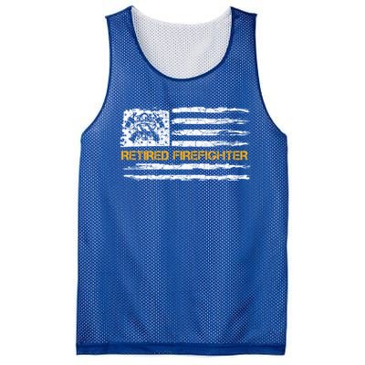 Vintage Usa American Flag Retired Firefighter Retiret Great Gift Mesh Reversible Basketball Jersey Tank