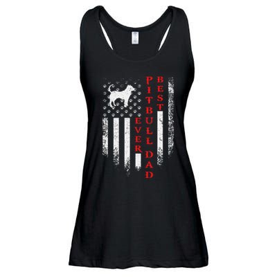 Vintage Usa American Flag Best Pit Bull Pitbull Dog Dad Ever Ladies Essential Flowy Tank