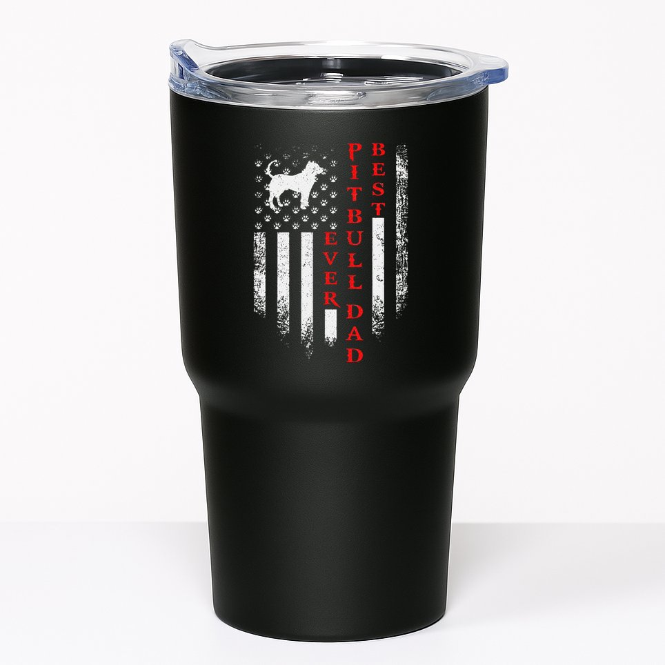 Vintage Usa American Flag Best Pit Bull Pitbull Dog Dad Ever Tumbler