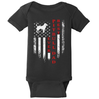 Vintage Usa American Flag Best Pit Bull Pitbull Dog Dad Ever Baby Bodysuit