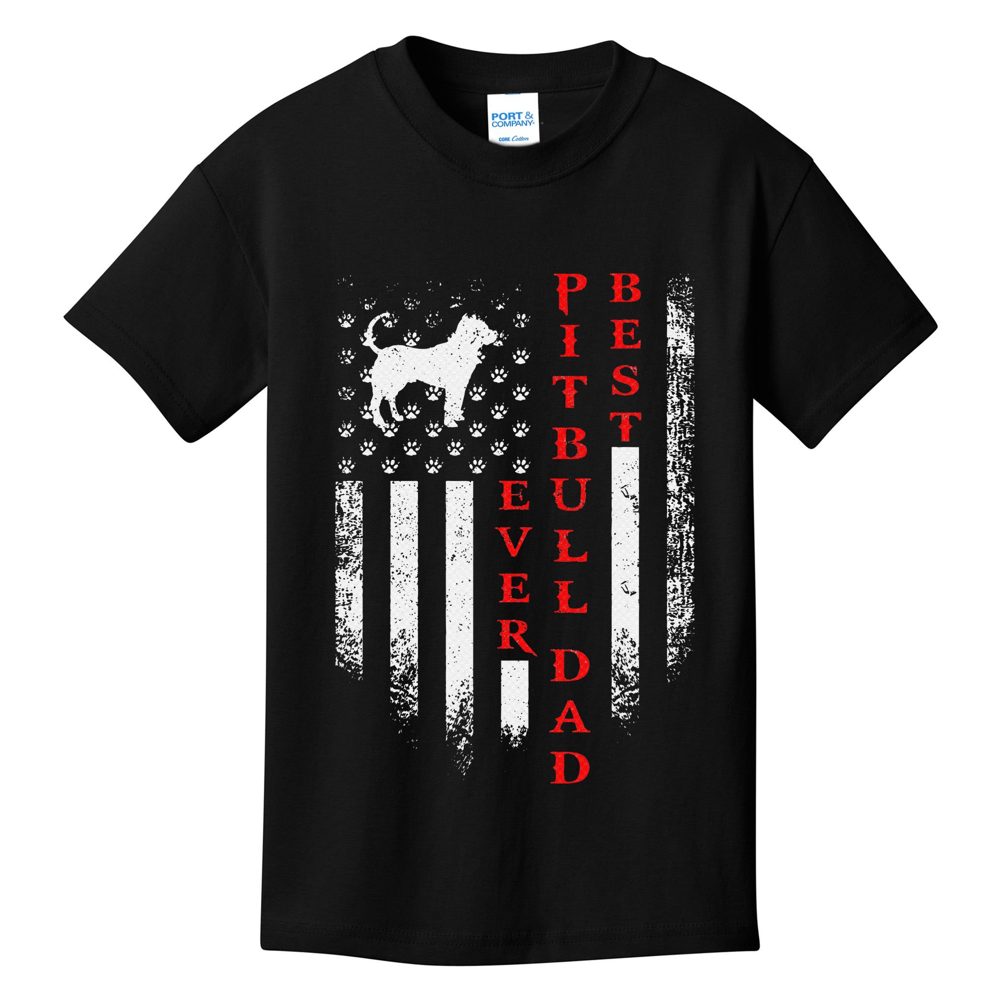 Vintage Usa American Flag Best Pit Bull Pitbull Dog Dad Ever Kids T-Shirt