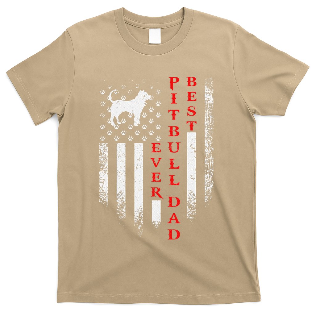 Vintage Usa American Flag Best Pit Bull Pitbull Dog Dad Ever T-Shirt