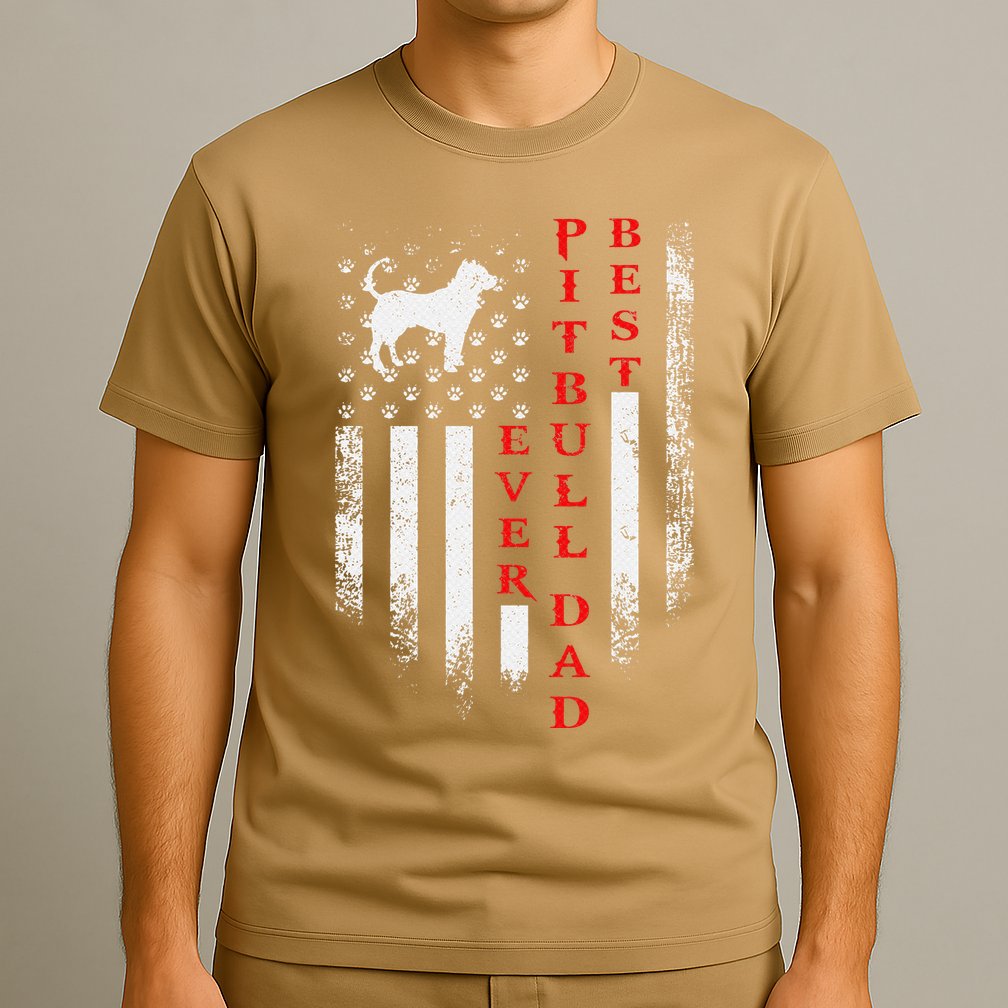 Vintage Usa American Flag Best Pit Bull Pitbull Dog Dad Ever T-Shirt
