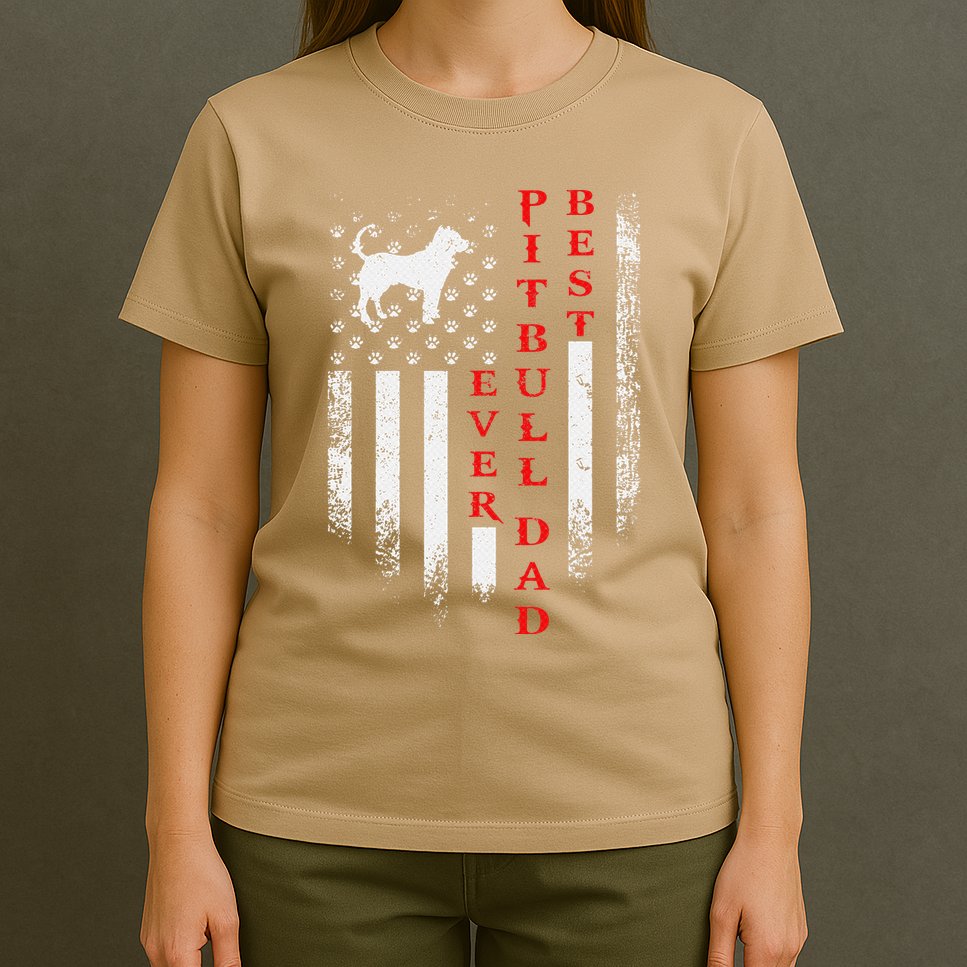 Vintage Usa American Flag Best Pit Bull Pitbull Dog Dad Ever T-Shirt