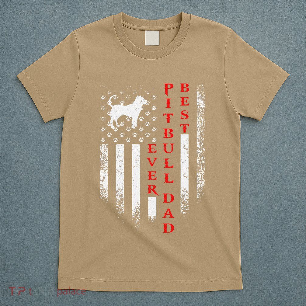 Vintage Usa American Flag Best Pit Bull Pitbull Dog Dad Ever T-Shirt
