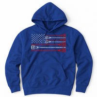 Vintage Usa American Flag Lacrosse Player Hoodie