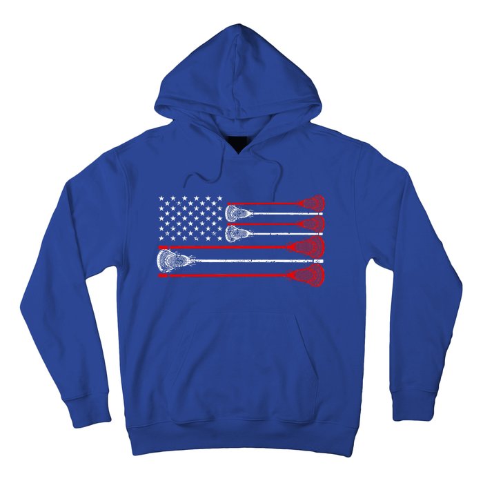 Vintage Usa American Flag Lacrosse Player Hoodie