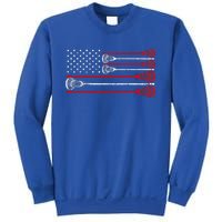 Vintage Usa American Flag Lacrosse Player Sweatshirt