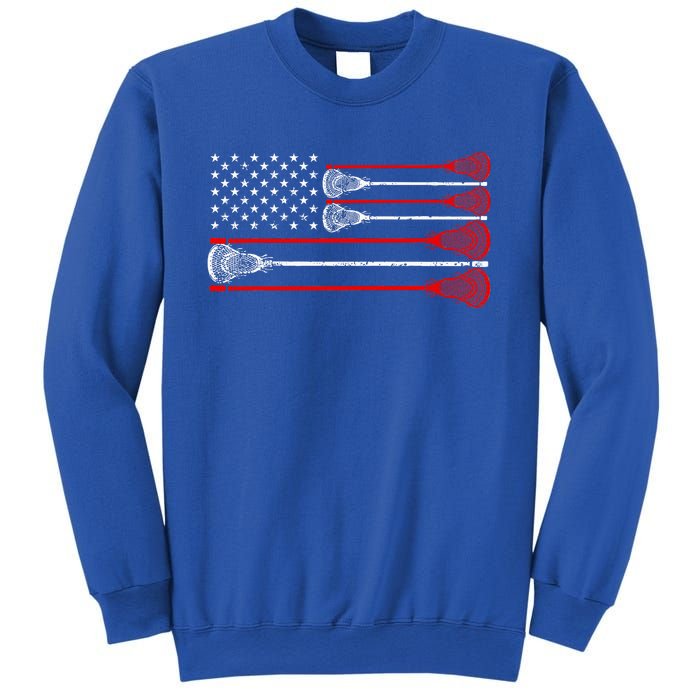 Vintage Usa American Flag Lacrosse Player Sweatshirt