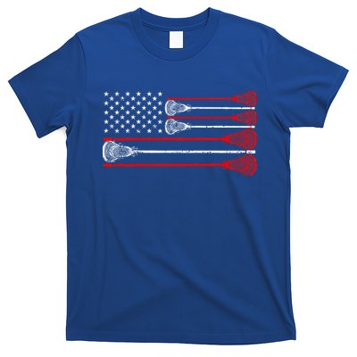 Vintage Usa American Flag Lacrosse Player T-Shirt