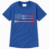 Vintage Usa American Flag Lacrosse Player Tall T-Shirt