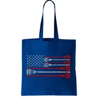 Vintage Usa American Flag Lacrosse Player Tote Bag