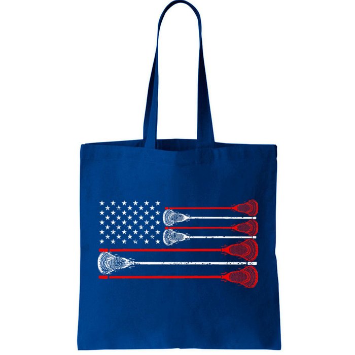 Vintage Usa American Flag Lacrosse Player Tote Bag