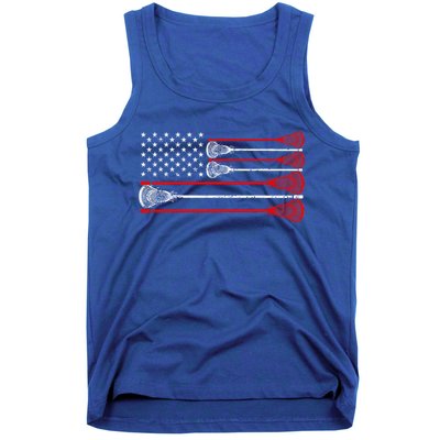 Vintage Usa American Flag Lacrosse Player Tank Top