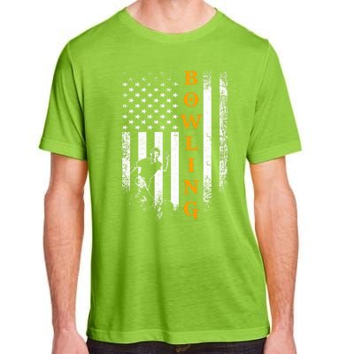 Vintage Usa American Flag Bowling Player Silhouette Funny Gift Adult ChromaSoft Performance T-Shirt