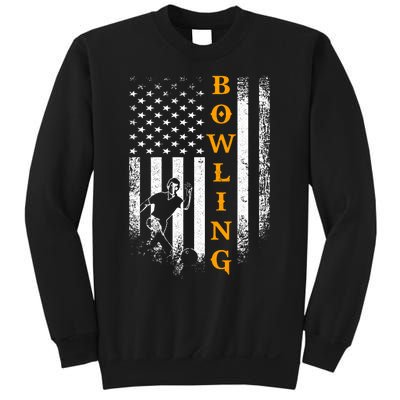 Vintage Usa American Flag Bowling Player Silhouette Funny Gift Sweatshirt