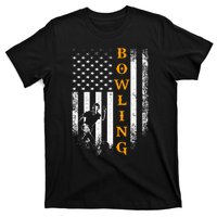 Vintage Usa American Flag Bowling Player Silhouette Funny Gift T-Shirt