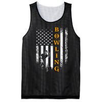 Vintage Usa American Flag Bowling Player Silhouette Funny Gift Mesh Reversible Basketball Jersey Tank