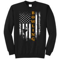 Vintage Usa American Flag Bowling Player Silhouette Funny Gift Tall Sweatshirt