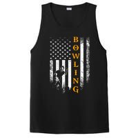 Vintage Usa American Flag Bowling Player Silhouette Funny Gift PosiCharge Competitor Tank