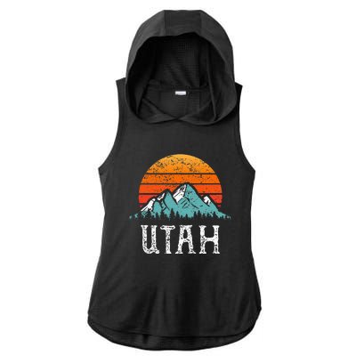 Vintage Utah Accessories Distressed 80s Mountains Retro Utah Ladies PosiCharge Tri-Blend Wicking Draft Hoodie Tank