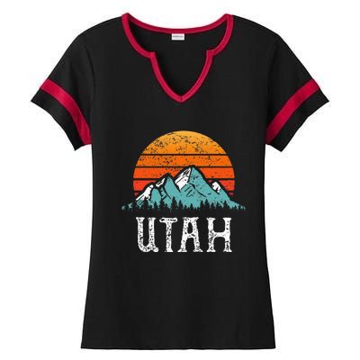 Vintage Utah Accessories Distressed 80s Mountains Retro Utah Ladies Halftime Notch Neck Tee